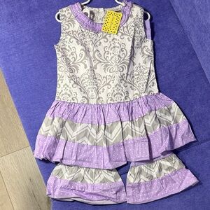 Ann Loren Purple and Gray Kids Matching Set